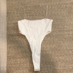 Edikted White Ribbed Bodysuit